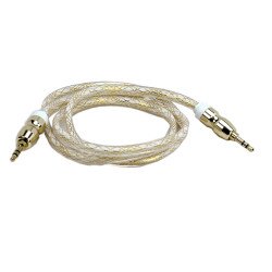 Auxiliary Music Cable 3.5mm to 3.5mm Heavy Duty Braided Wire (Gold)